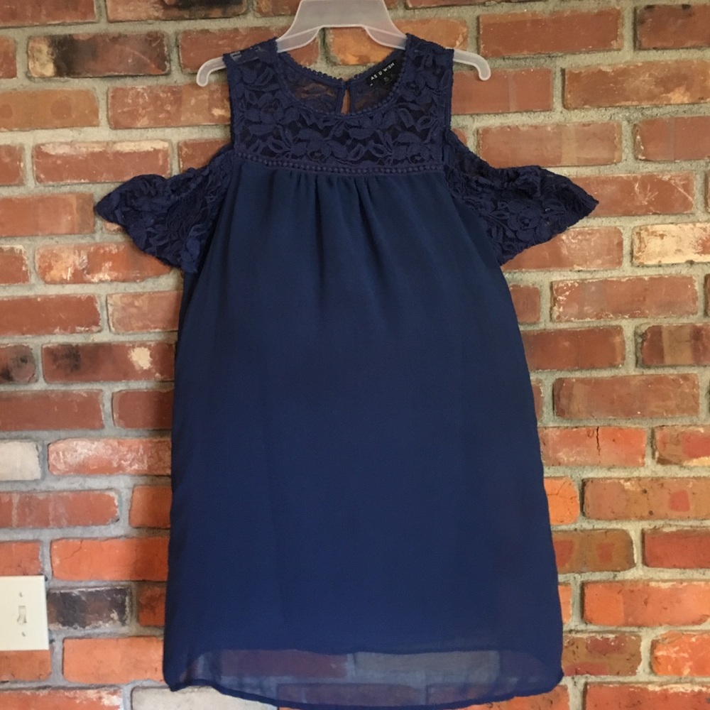 Adorable Navy Cold Shoulder Mini Dress